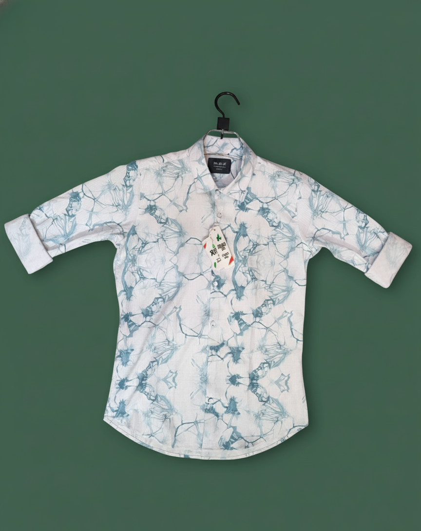 স্কাই ব্লু" টেক্সচার্ড ক্যাজুয়াল শার্ট