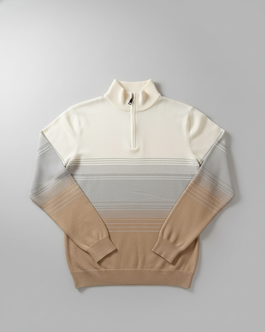 প্রিমিয়াম কোয়ার্টার-জিপ স্ট্রাইপড সোয়েটার